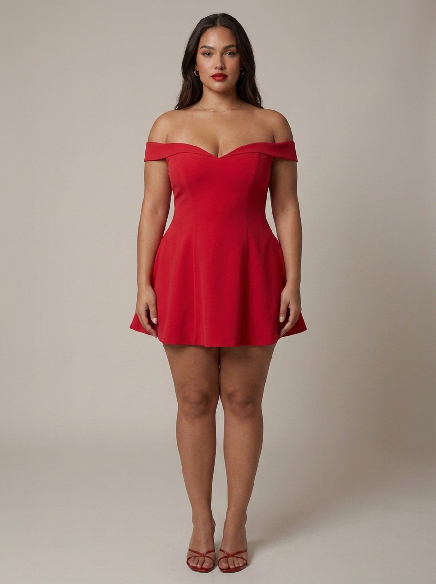 Women's Off-Shoulder Mini Dress with Contrast Trim | June