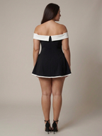 Women's Off-Shoulder Mini Dress with Contrast Trim | June