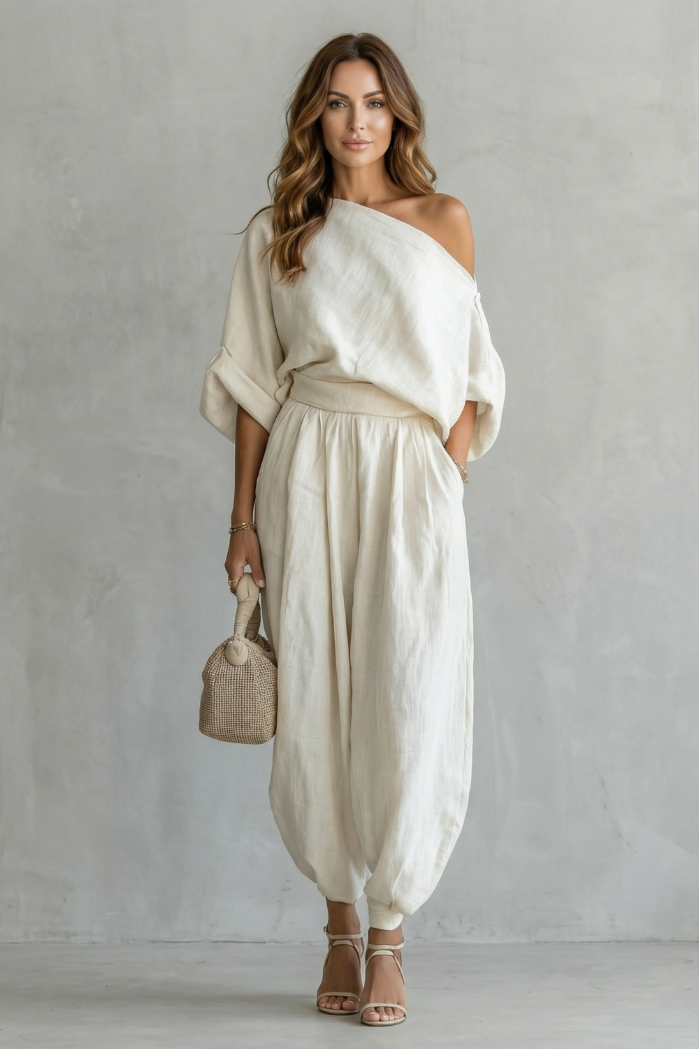 Women's Off-Shoulder Top & Tapered Trouser Co-ord Set | Victoria