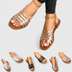 Women's Open Toe Strappy Flat Sandals with Slingback Strap | Brooklyn