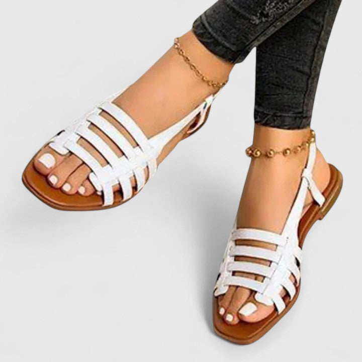 Women's Open Toe Strappy Flat Sandals with Slingback Strap | Brooklyn
