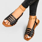 Women's Open Toe Strappy Flat Sandals with Slingback Strap | Brooklyn