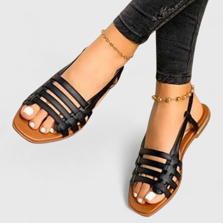 Women's Open Toe Strappy Flat Sandals with Slingback Strap | Brooklyn