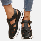 Women's Orthopedic Cutout Platform Sandals with Velcro Strap | Elena