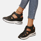 Women's Orthopedic Cutout Platform Sandals with Velcro Strap | Elena