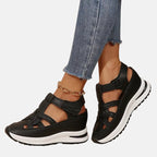 Women's Orthopedic Cutout Platform Sandals with Velcro Strap | Elena