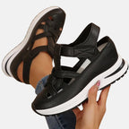 Women's Orthopedic Cutout Platform Sandals with Velcro Strap | Elena