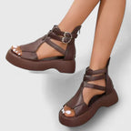 Women's Platform Gladiator Sandals with Ankle Straps | Freya