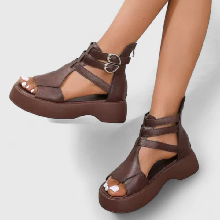 Women's Platform Gladiator Sandals with Ankle Straps | Freya