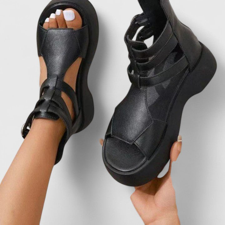Women's Platform Gladiator Sandals with Ankle Straps | Freya