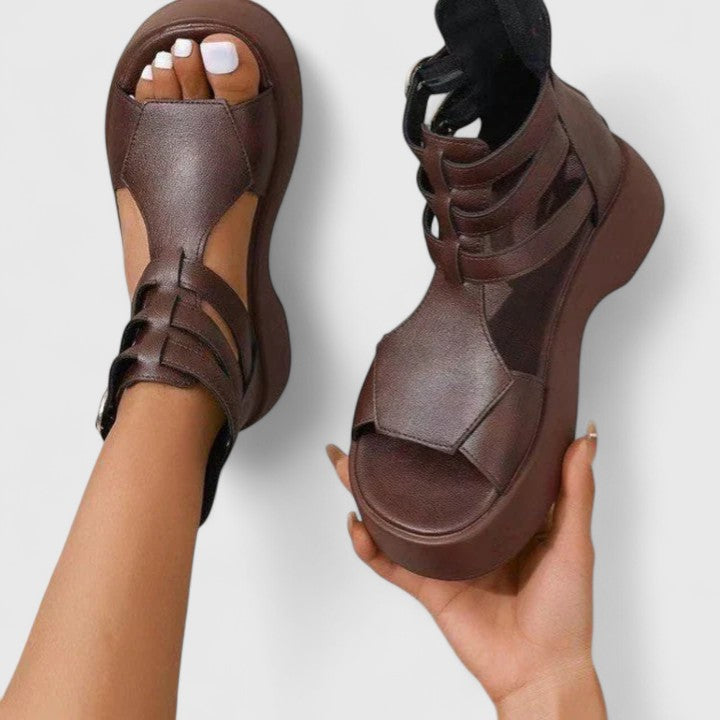 Women's Platform Gladiator Sandals with Ankle Straps | Freya