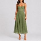 Women's Pleated Tulle Bustier Maxi Dress | Kirsten