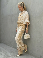 Women's Printed Two-Piece Set - Zip-Front Blouson Top & Trousers | Tilly