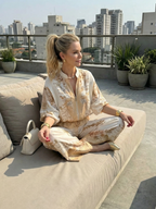 Women's Printed Two-Piece Set - Zip-Front Blouson Top & Trousers | Tilly
