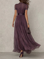 Women's Purple Ombre Chiffon Maxi Dress with Lace High Neck | Sarah