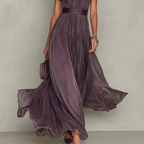 Women's Purple Ombre Chiffon Maxi Dress with Lace High Neck | Sarah