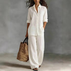 Women's Relaxed Linen Two-Piece Shirt & Trousers Set | Lara