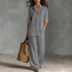 Women's Relaxed Linen Two-Piece Shirt & Trousers Set | Lara