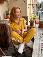 Women's Relaxed Zip-Front Jumpsuit with Side Stripe Panels | Layla