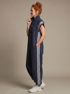 Women's Relaxed Zip-Front Jumpsuit with Side Stripe Panels | Layla