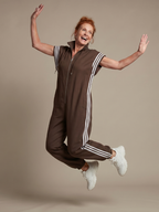 Women's Relaxed Zip-Front Jumpsuit with Side Stripe Panels | Layla