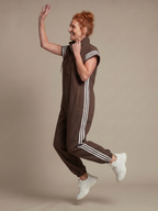 Women's Relaxed Zip-Front Jumpsuit with Side Stripe Panels | Layla