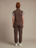 Women's Relaxed Zip-Front Jumpsuit with Side Stripe Panels | Layla