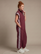 Women's Relaxed Zip-Front Jumpsuit with Side Stripe Panels | Layla