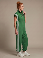 Women's Relaxed Zip-Front Jumpsuit with Side Stripe Panels | Layla