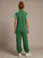 Women's Relaxed Zip-Front Jumpsuit with Side Stripe Panels | Layla
