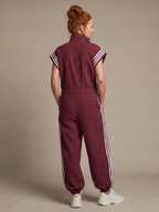 Women's Relaxed Zip-Front Jumpsuit with Side Stripe Panels | Layla