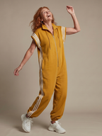 Women's Relaxed Zip-Front Jumpsuit with Side Stripe Panels | Layla