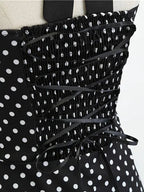 Women's Retro Polka Dot Halter Swing Dress with Bow | Beatrice