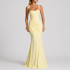 Women's Ruched Square Neck Maxi Evening Dress | Nicole