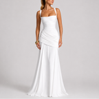 Women's Ruched Square Neck Maxi Evening Dress | Nicole