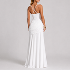 Women's Ruched Square Neck Maxi Evening Dress | Nicole