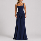 Women's Ruched Square Neck Maxi Evening Dress | Nicole