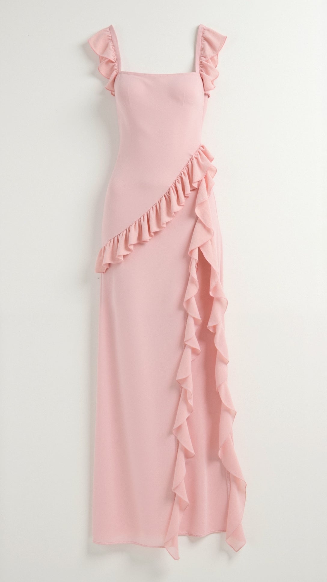 Women's Ruffle Maxi Dress with Front Slit & Square Neck | Juliet