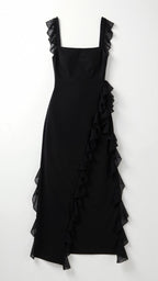 Women's Ruffle Maxi Dress with Front Slit & Square Neck | Juliet