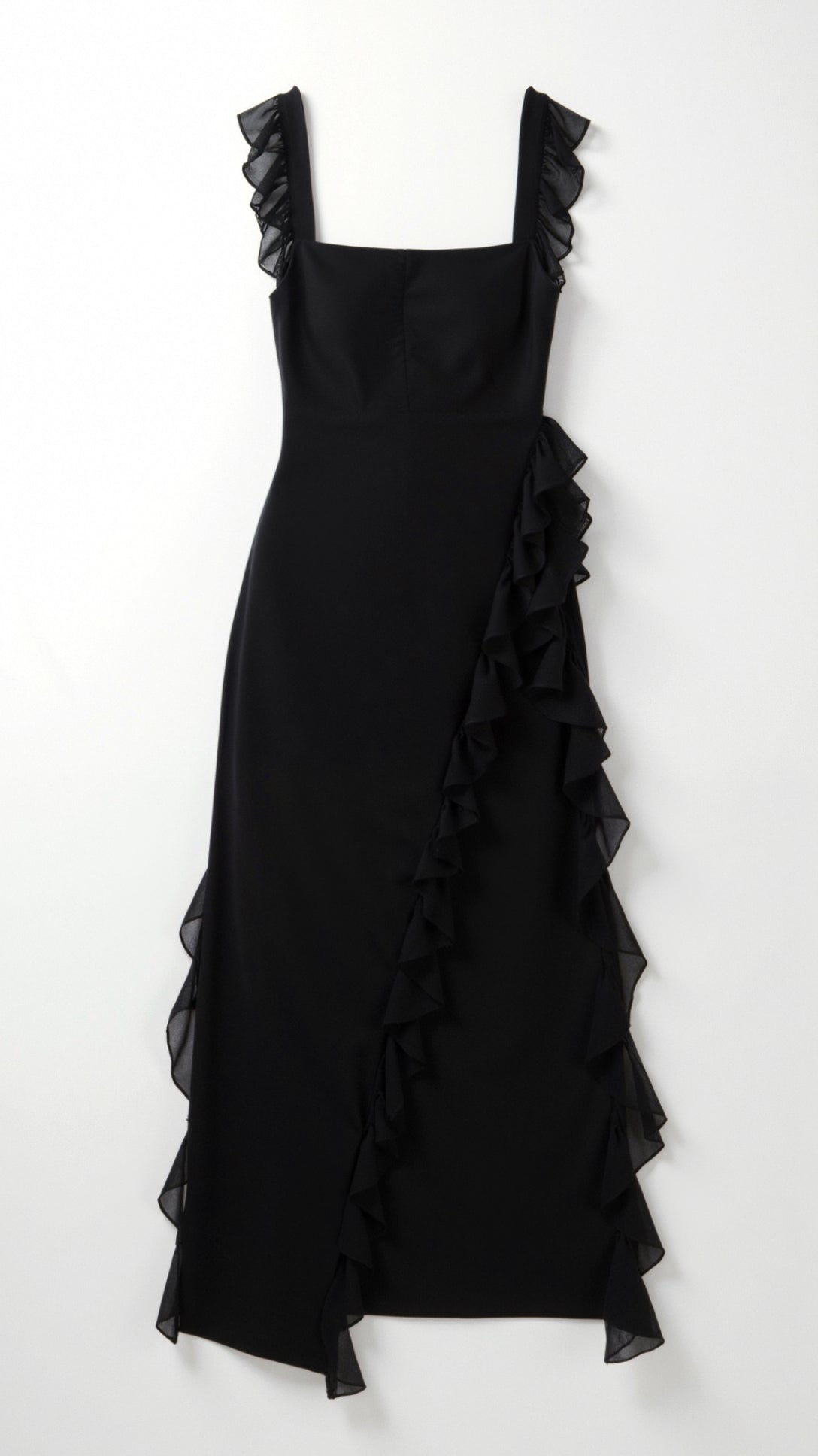 Women's Ruffle Maxi Dress with Front Slit & Square Neck | Juliet