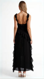 Women's Ruffle Maxi Dress with Front Slit & Square Neck | Juliet