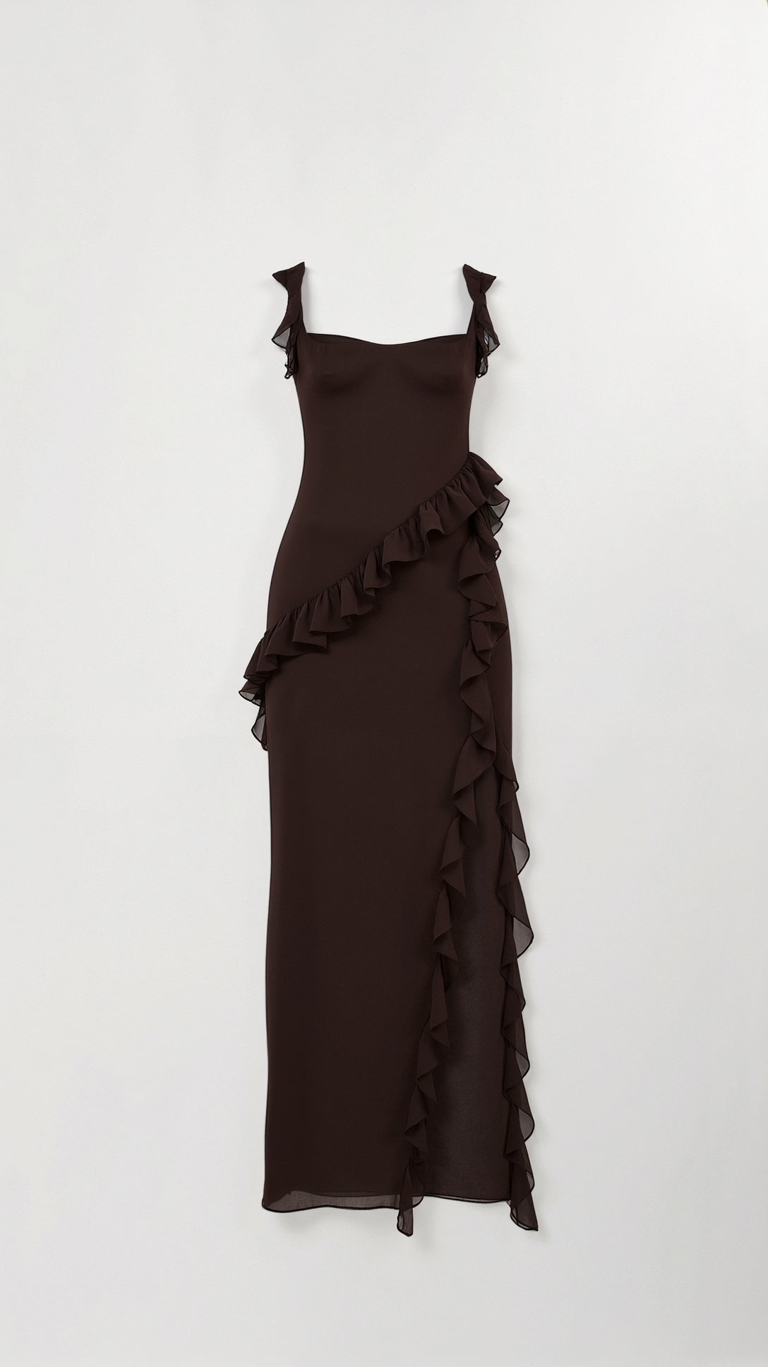 Women's Ruffle Maxi Dress with Front Slit & Square Neck | Juliet