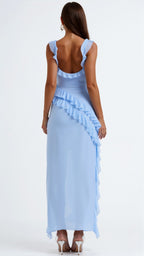 Women's Ruffle Maxi Dress with Front Slit & Square Neck | Juliet