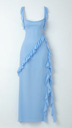 Women's Ruffle Maxi Dress with Front Slit & Square Neck | Juliet