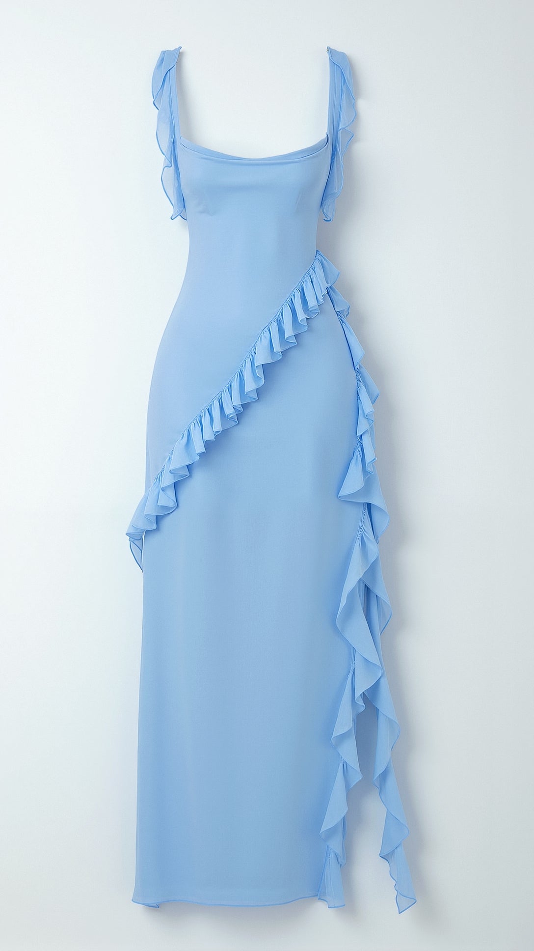 Women's Ruffle Maxi Dress with Front Slit & Square Neck | Juliet
