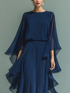 Women's Ruffled Chiffon Flared Sleeve Trouser Set | Maisie
