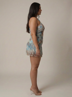 Women's Sequin Halter Mini Dress in Tie-Dye Animal Print | Genevieve