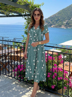 Women's Short Sleeve Floral Print Midi Dress | Rachel