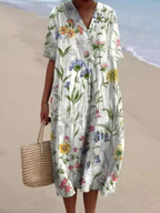 Women's Short Sleeve Floral Print Midi Dress | Rachel