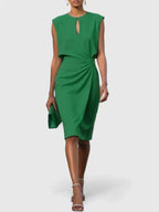 Women's Sleeveless Faux Wrap Ruched Midi Dress | Penelope
